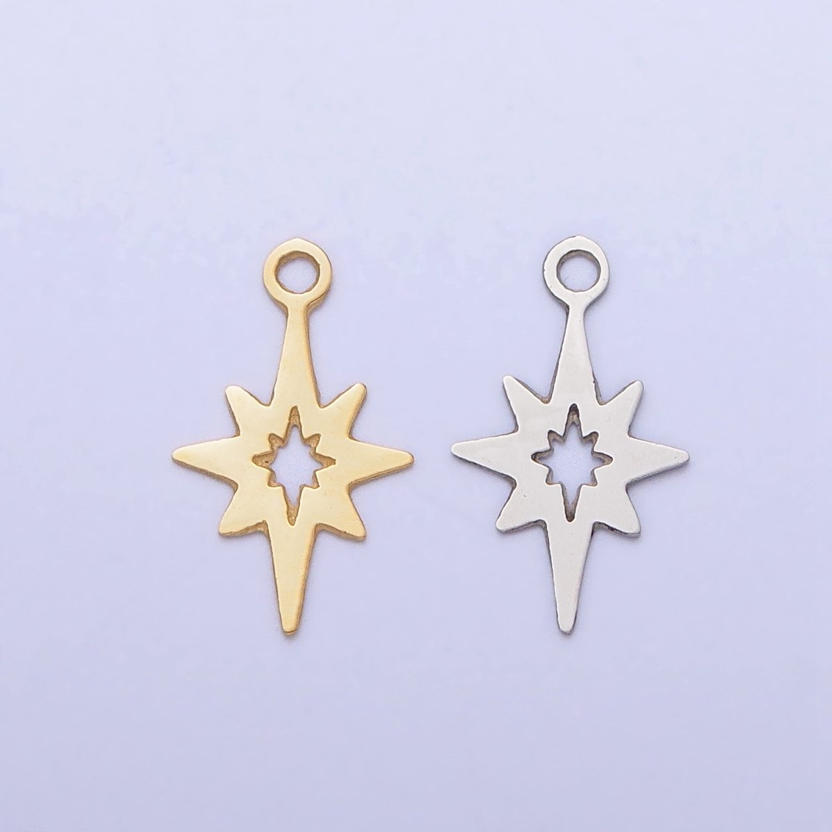 Stainless Steel Mini Open North Star Celestial Add-On Charm in Gold & Silver | P-902