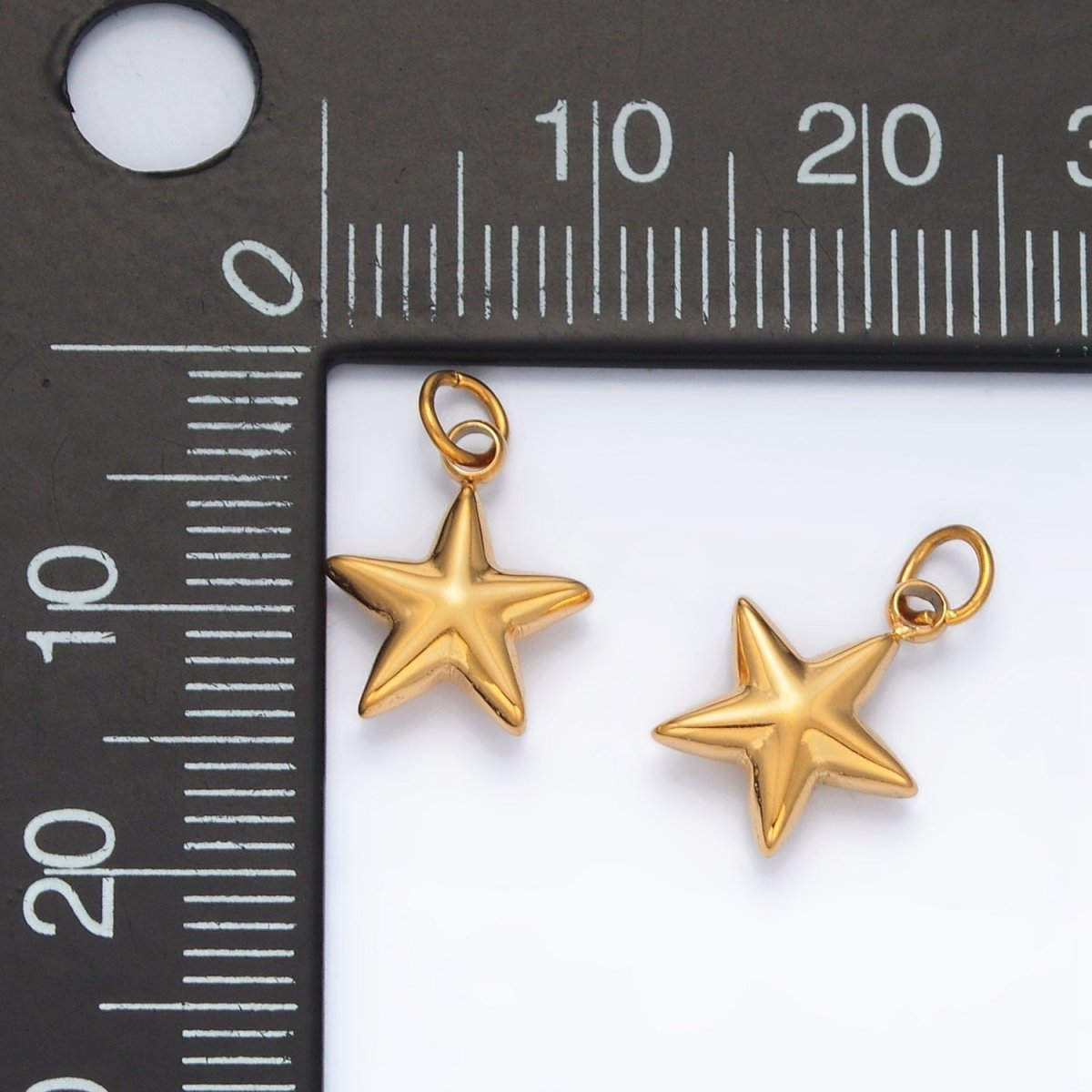 Stainless Steel Mini Puffed Celestial Star Charm | P567 - DLUXCA