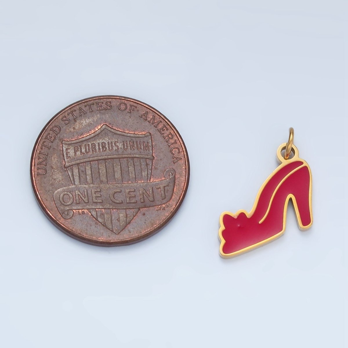 Stainless Steel Mini Red Heels Enamel Charm | P683 - DLUXCA