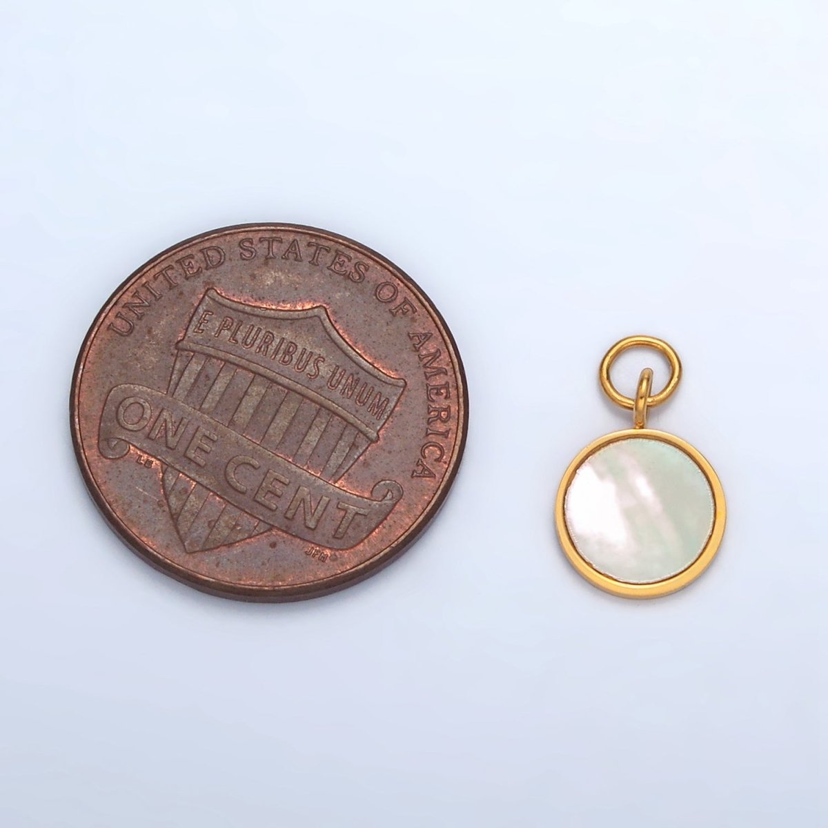 Stainless Steel Mini Shell Pearl Round Charm | P1036 - DLUXCA