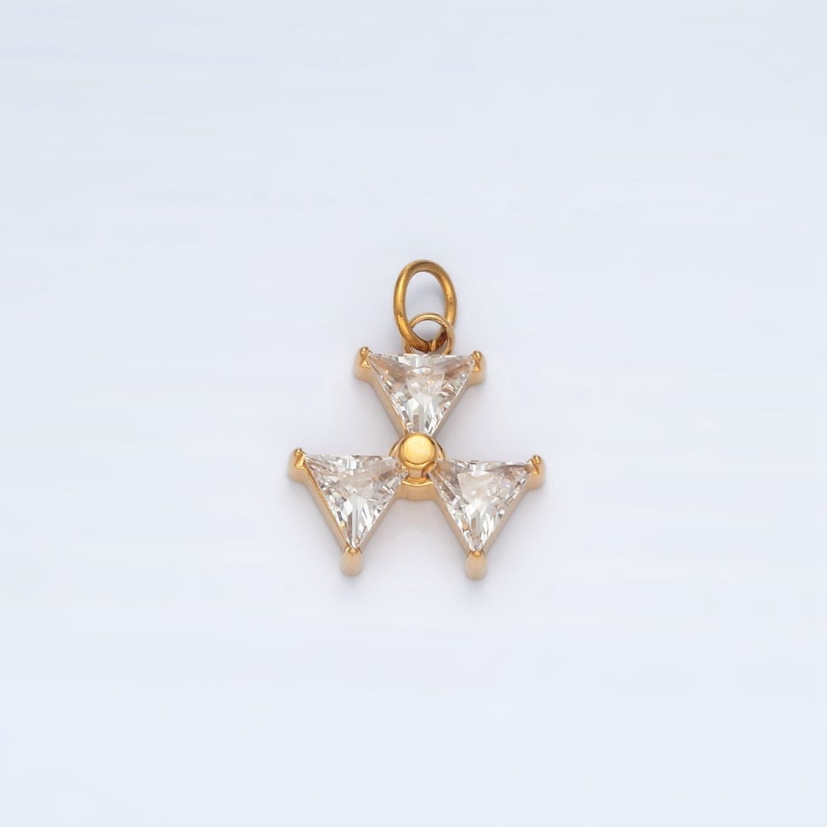 Stainless Steel Mini Triple Triangle CZ Add - On Charm | P1035 - DLUXCA