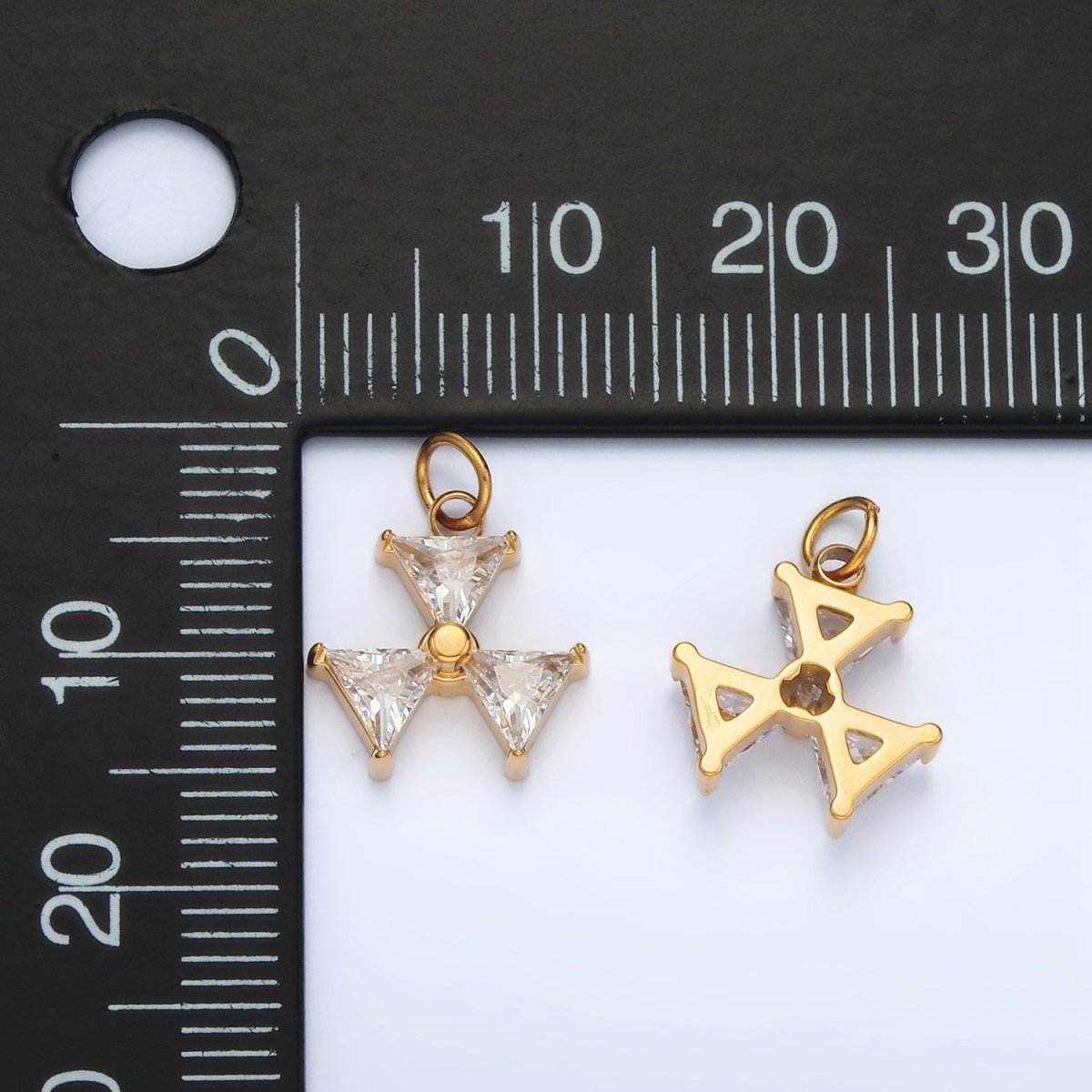 Stainless Steel Mini Triple Triangle CZ Add - On Charm | P1035 - DLUXCA