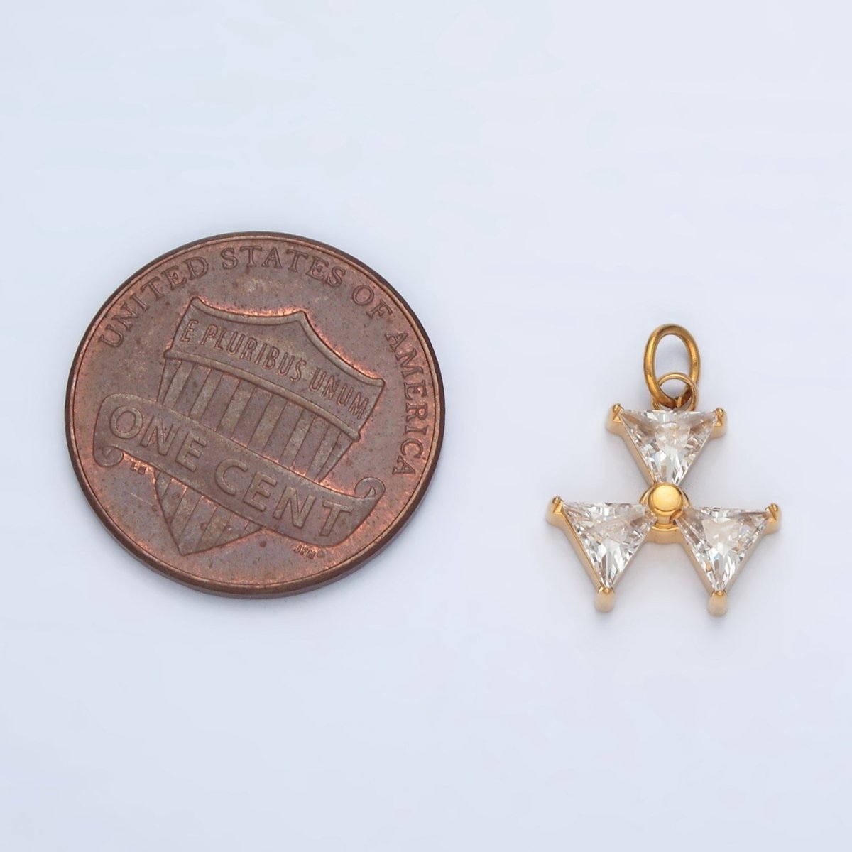 Stainless Steel Mini Triple Triangle CZ Add - On Charm | P1035 - DLUXCA