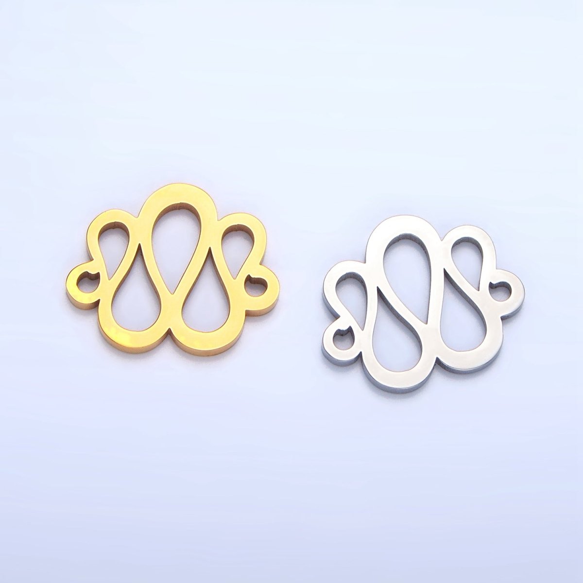 Stainless Steel Minimalist Geometric Teardrop Curved Open Connector in Gold & Silver | G461