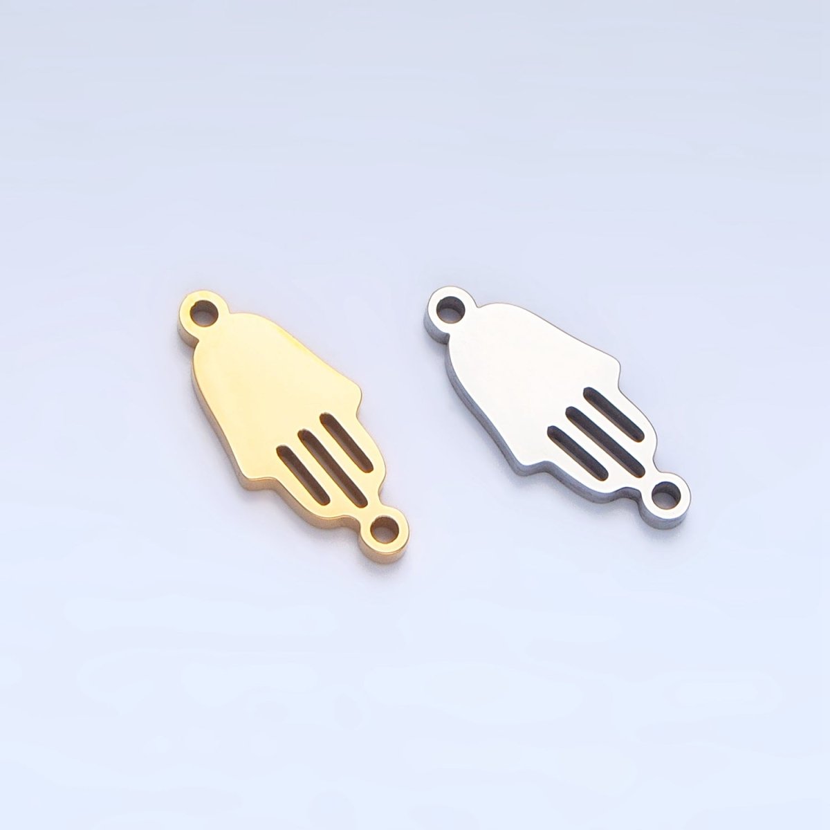 Stainless Steel Minimalist Open Hamsa Hand Connector in Gold & Silver | G460