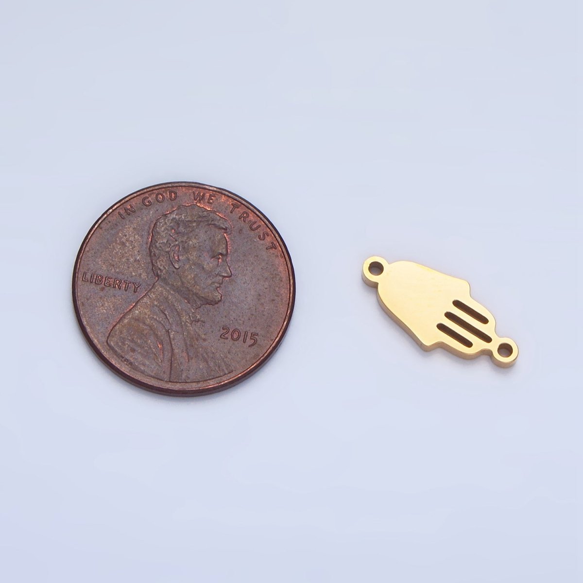 Stainless Steel Minimalist Open Hamsa Hand Connector in Gold & Silver | G460