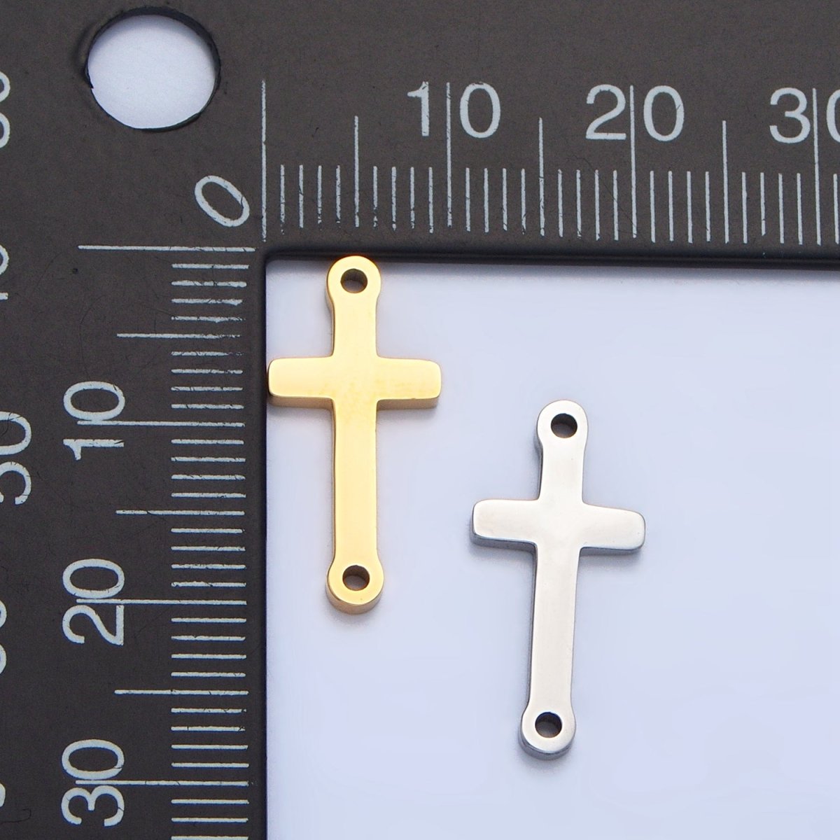 Stainless Steel Minimalist Religious Cross Connector in Gold & Silver | F366
