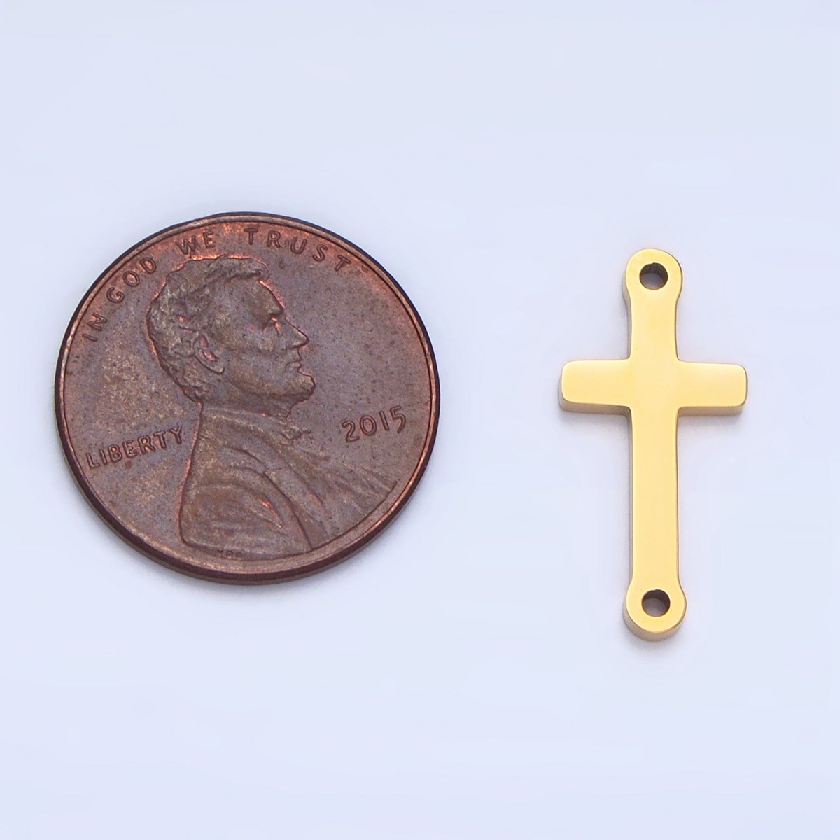 Stainless Steel Minimalist Religious Cross Connector in Gold & Silver | F366