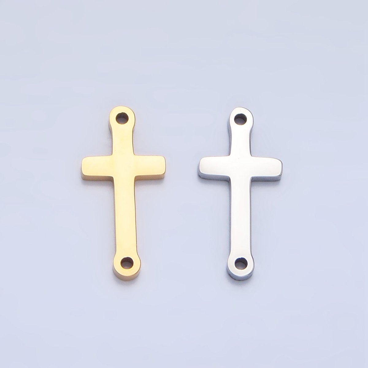Stainless Steel Minimalist Religious Cross Connector in Gold & Silver | F366