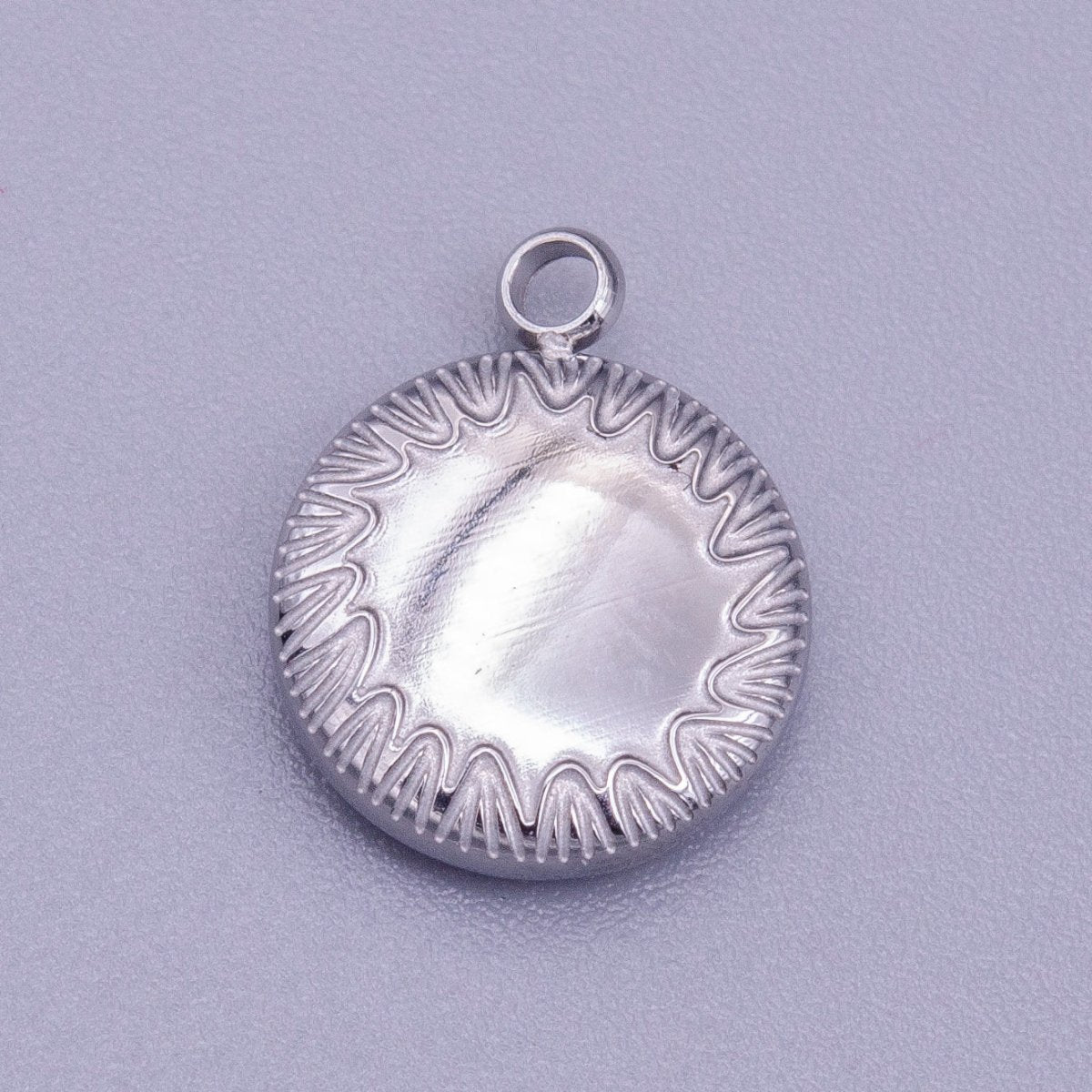 Stainless Steel Minimalist Round Line-Engraved Charm in Gold & Silver | P-911