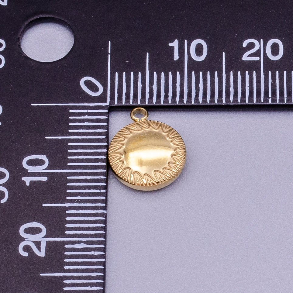 Stainless Steel Minimalist Round Line-Engraved Charm in Gold & Silver | P-911