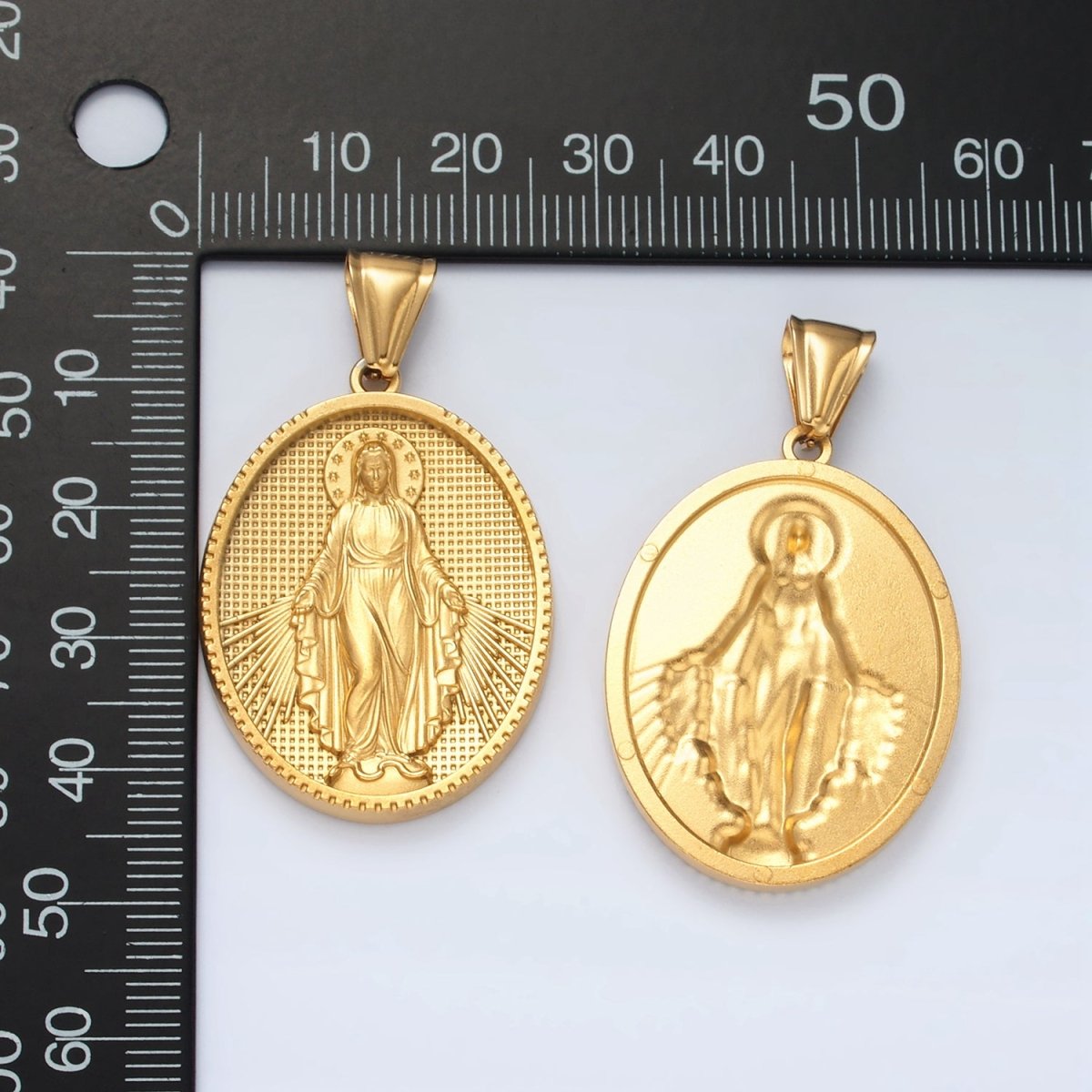 Stainless Steel Miraculous Mary Guadalupe Religious Figure Oval Pendant | P1472 - DLUXCA