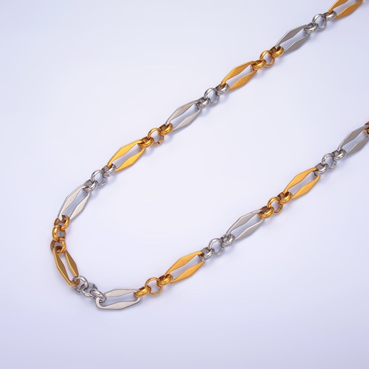 Stainless Steel Mixed Metal Geometric Edged Paperclip Rolo Unfinished Chain by Yard | Roll - 1542 - DLUXCA