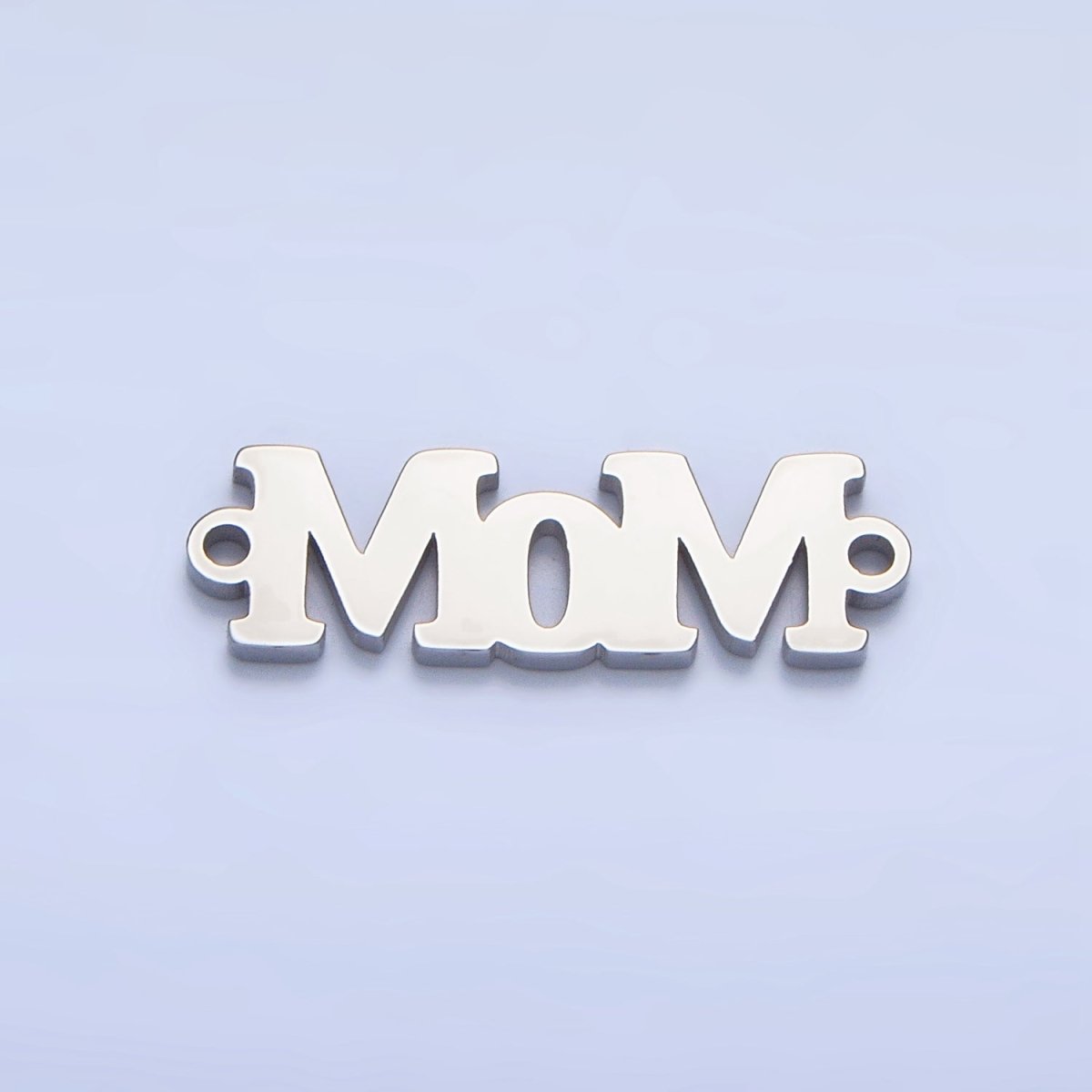 Stainless Steel "MOM" Script Minimalist Connector in Gold & Silver | F261