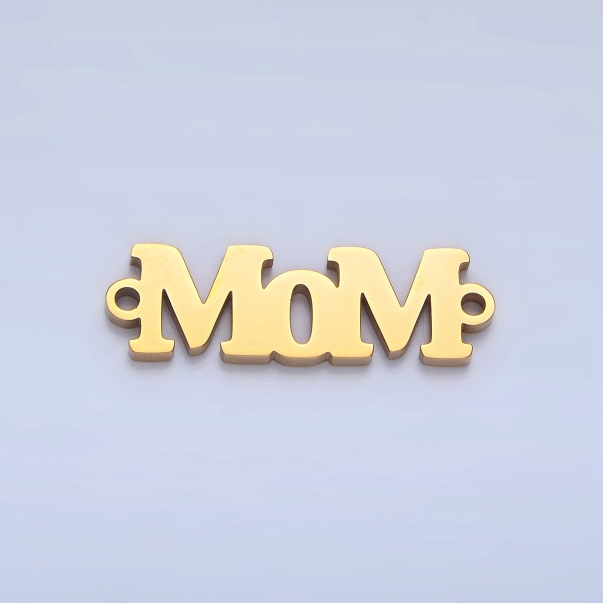 Stainless Steel "MOM" Script Minimalist Connector in Gold & Silver | F261