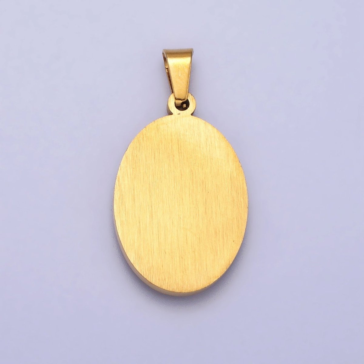 Stainless Steel Mother Virgin Mary Lady Guadalupe Black Enamel Oval Pendant in Gold & Silver J-619 J-625