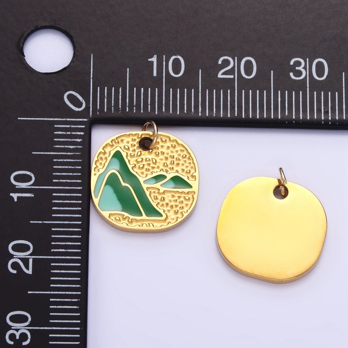 Stainless Steel Mountain Charm Enamel Earth Jewelry Pendant | P1007 - DLUXCA