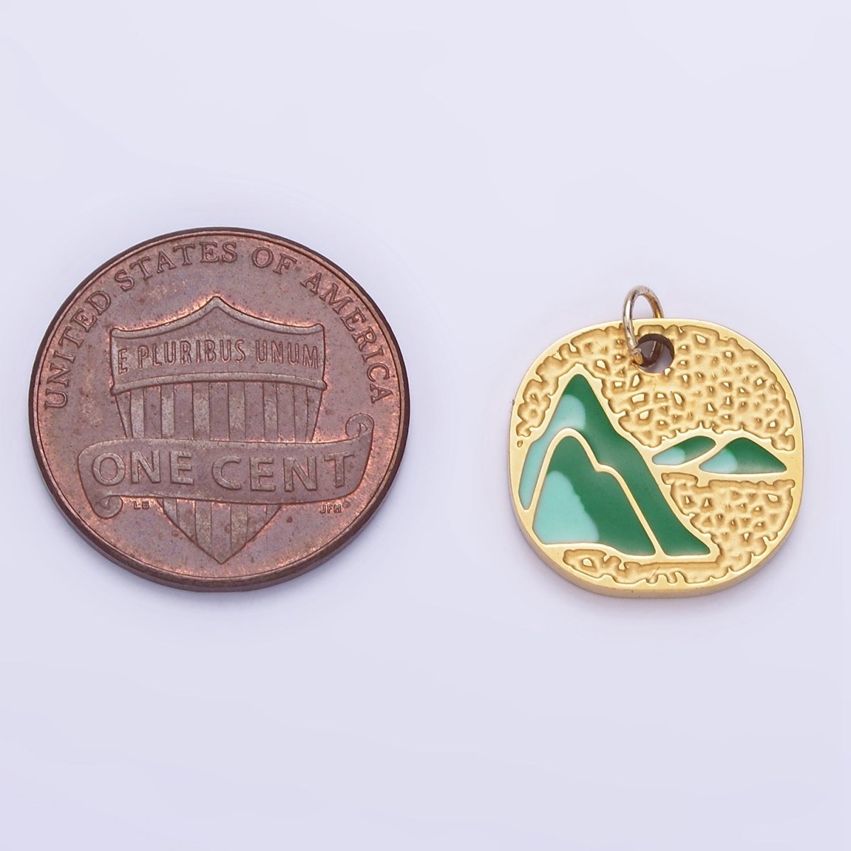 Stainless Steel Mountain Charm Enamel Earth Jewelry Pendant | P1007 - DLUXCA