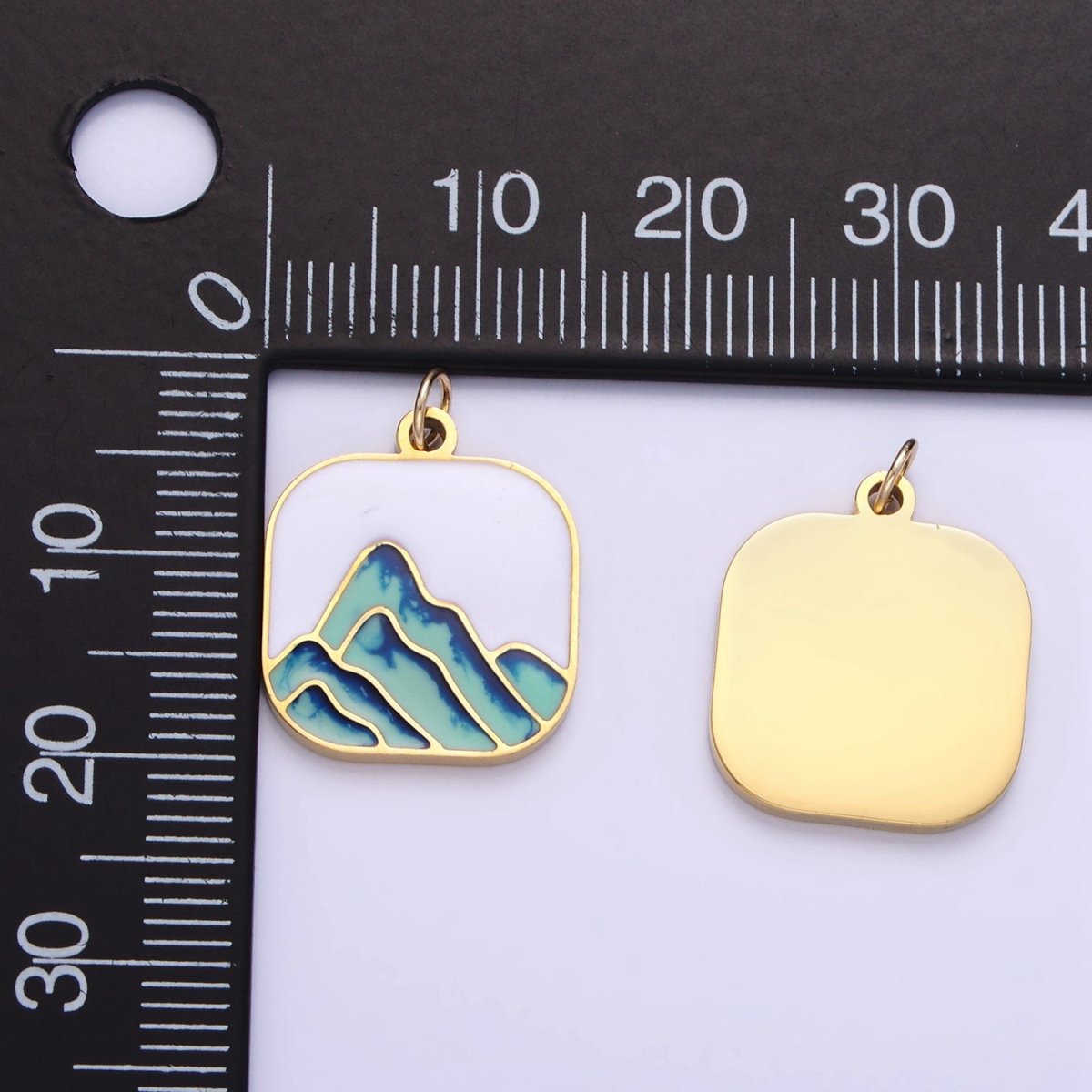 Stainless Steel Mountain Nature Square Enamel Charm | P1011 - DLUXCA