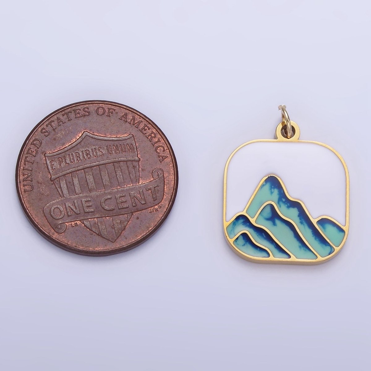 Stainless Steel Mountain Nature Square Enamel Charm | P1011 - DLUXCA