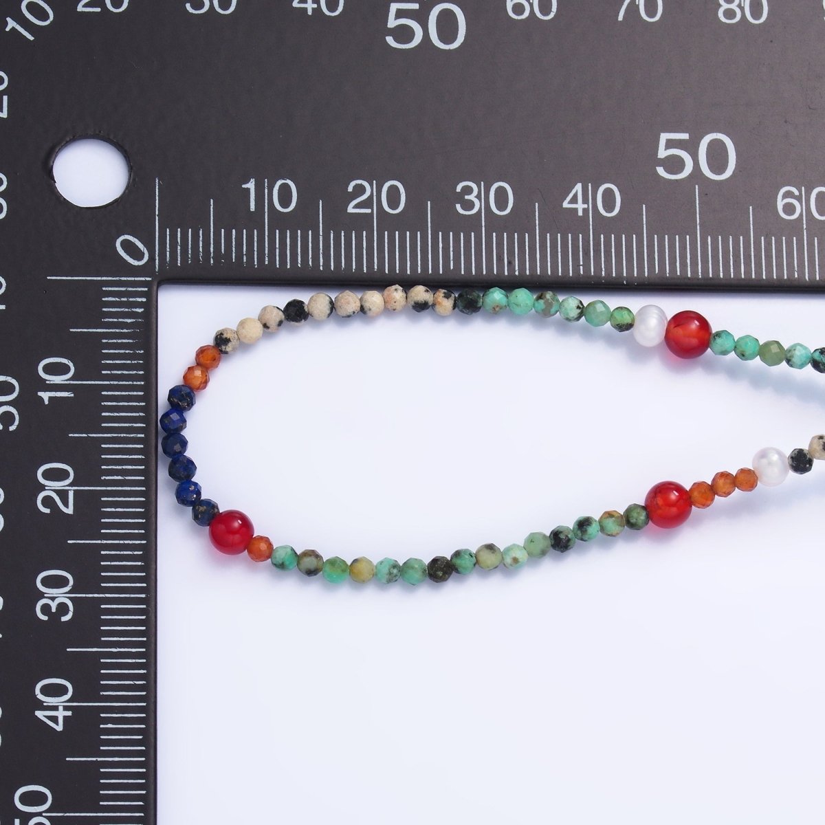 Stainless Steel Multi - Natural Gemstone 16 Inch Choker Necklace | WA - 3104 - DLUXCA