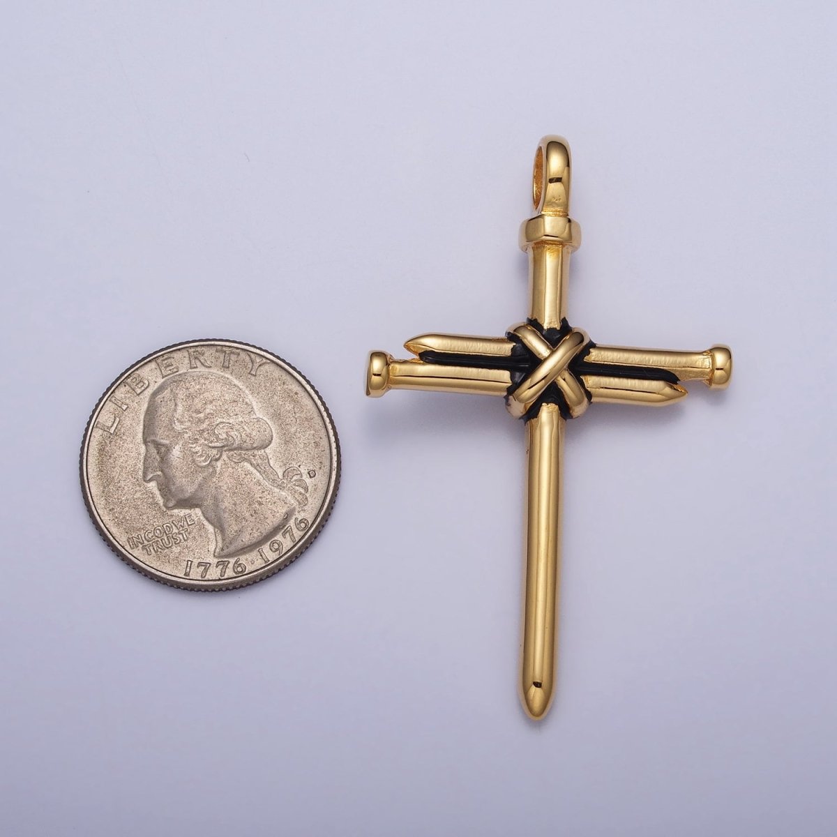 Stainless Steel Nail Tied Cross Pendant in Gold & Silver | P-1098