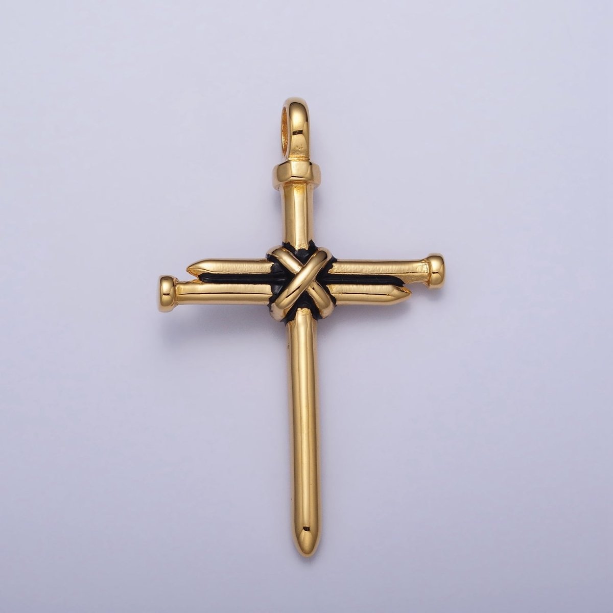 Stainless Steel Nail Tied Cross Pendant in Gold & Silver | P-1098