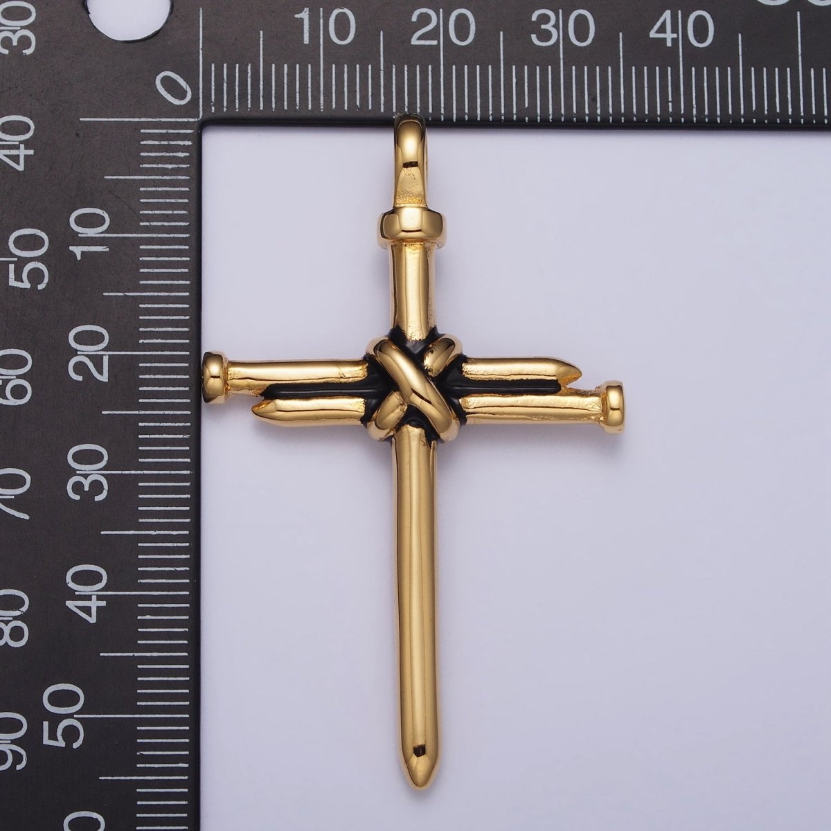 Stainless Steel Nail Tied Cross Pendant in Gold & Silver | P-1098