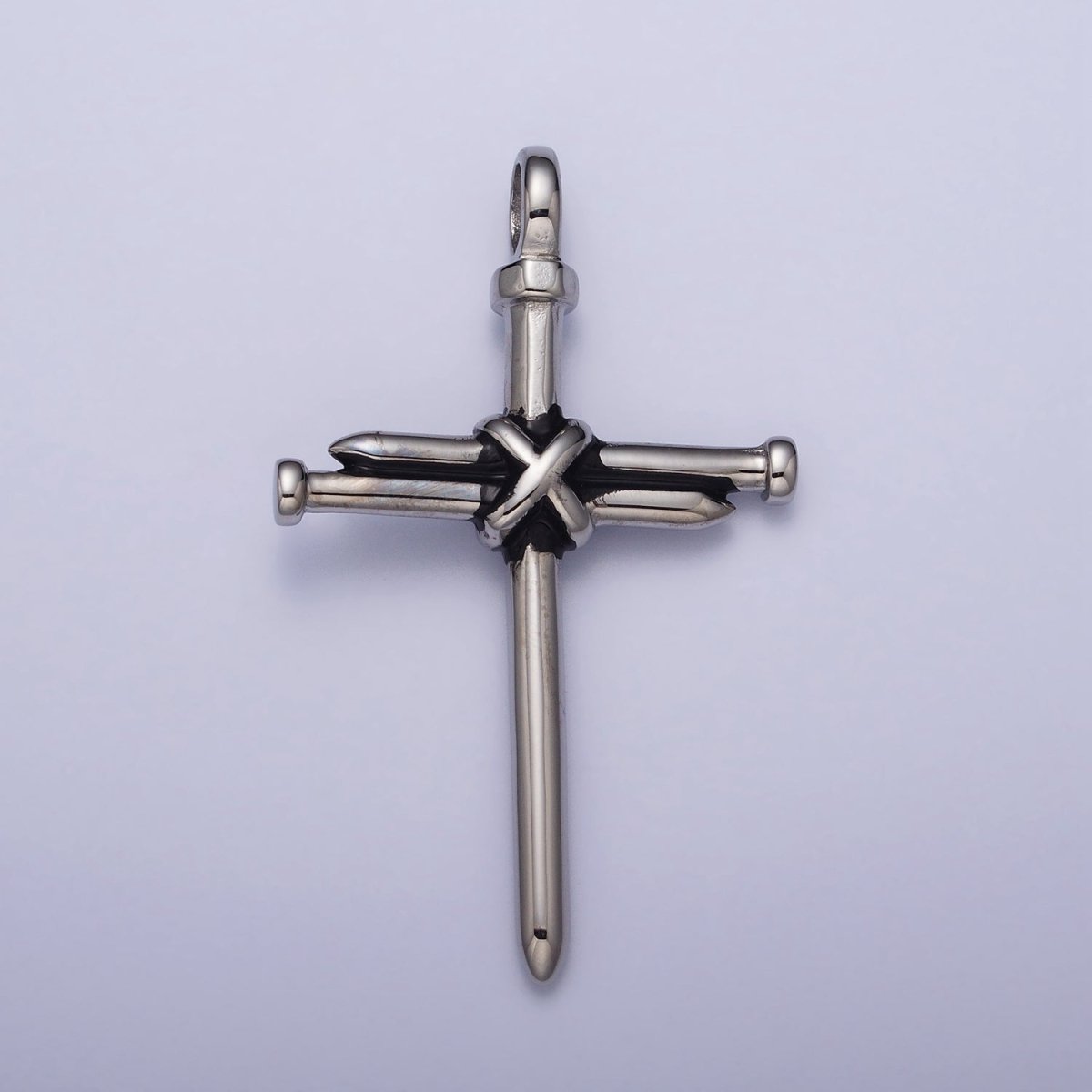 Stainless Steel Nail Tied Cross Pendant in Gold & Silver | P-1098