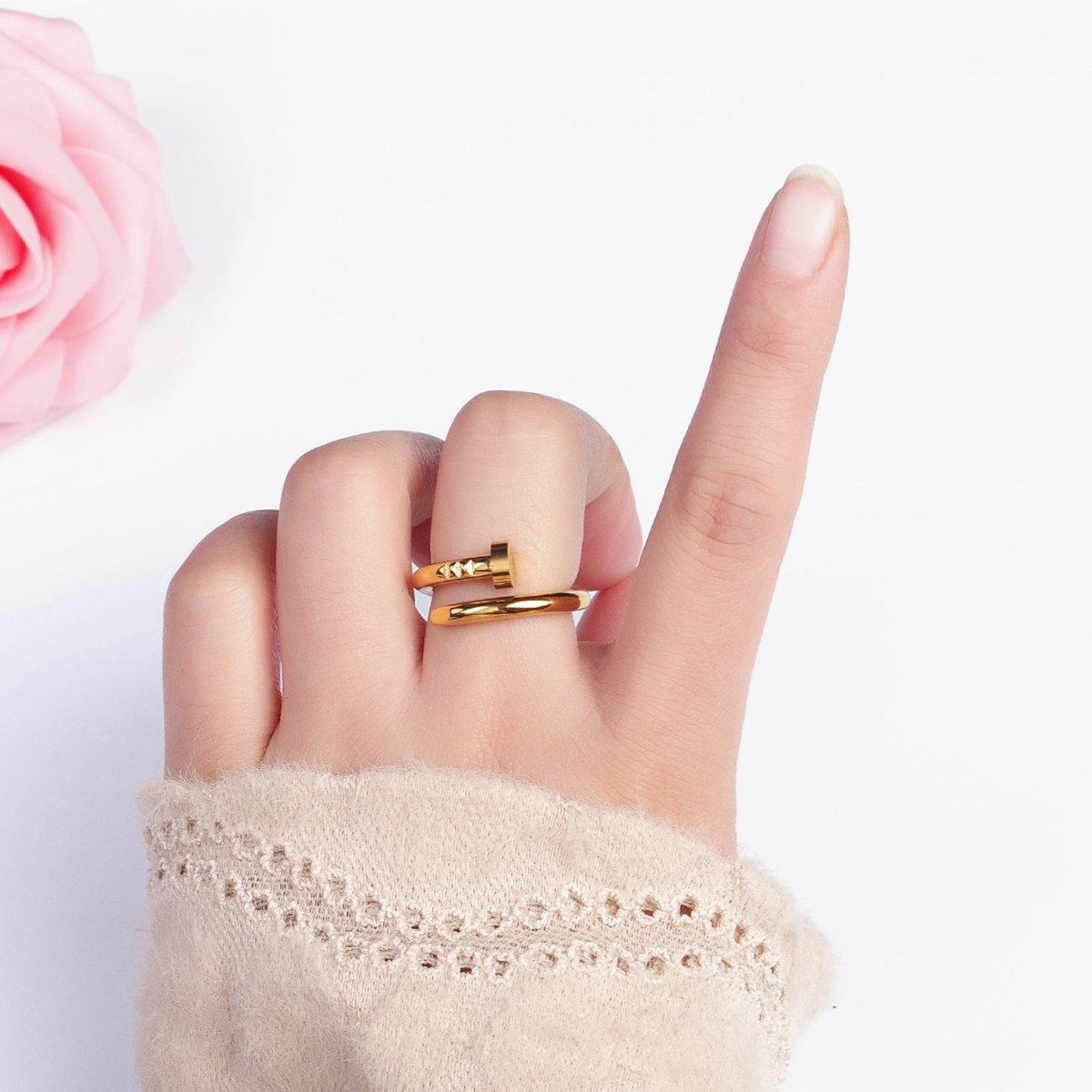 Stainless Steel Needle Triple Edged Ring in Gold & Silver | O-1749~O-1756