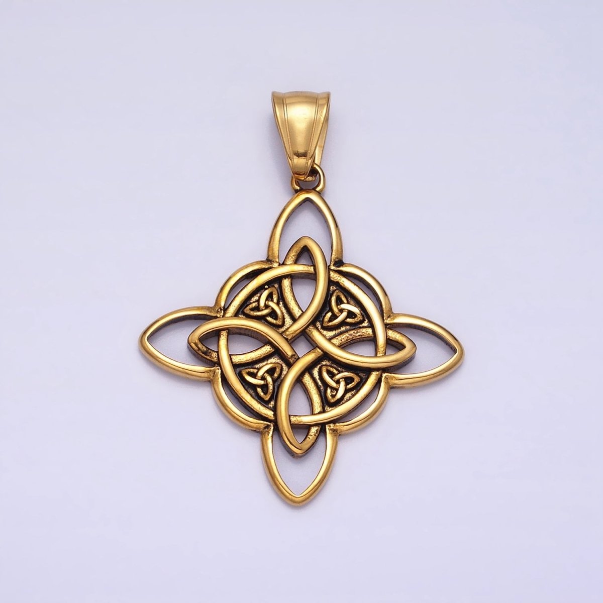 Stainless Steel Norse Multiple Triquetra Celtic Knot Cross Silver, Gold Pendant | P-1129