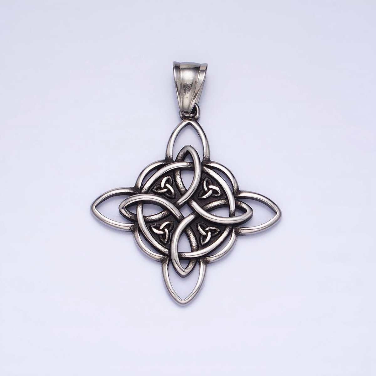 Stainless Steel Norse Multiple Triquetra Celtic Knot Cross Silver, Gold Pendant | P-1129