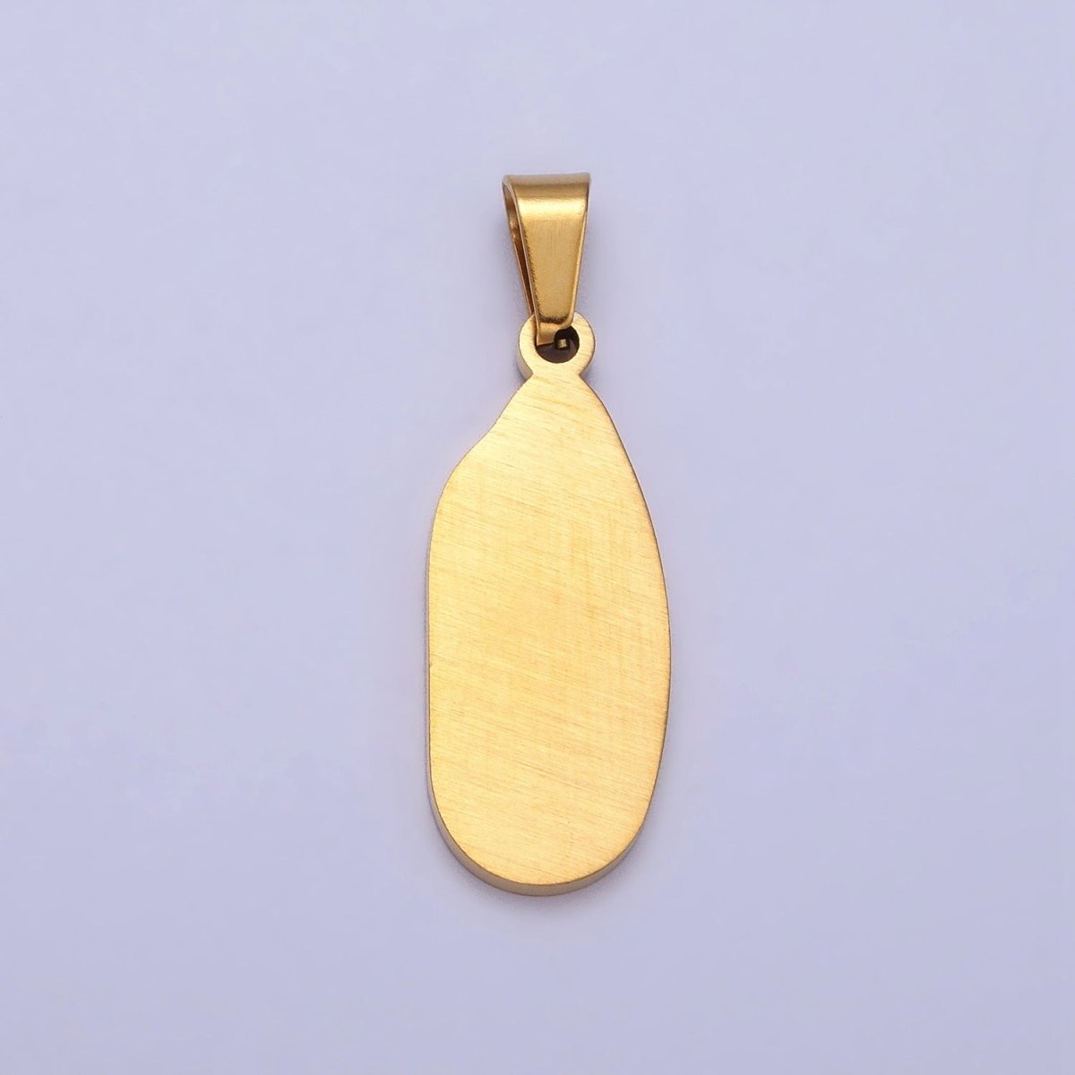 Stainless Steel Nuestra Señora De Guadalupe Engraved Abstract Oval Pendant in Gold & Silver J-613 J-618