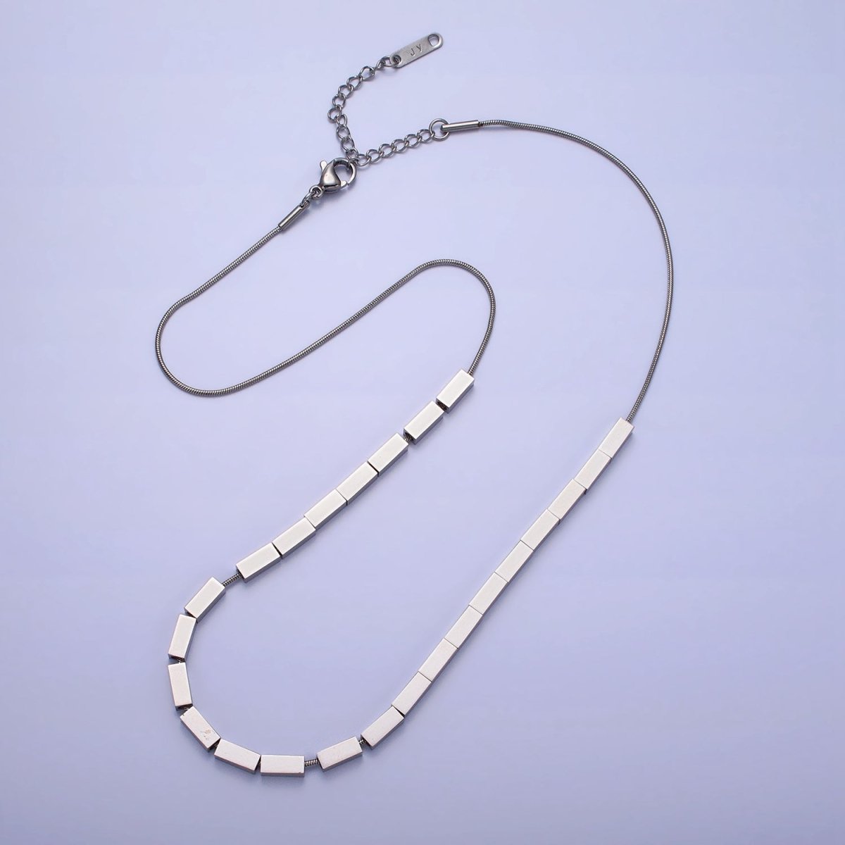 Stainless Steel Omega Rectangular Bead 16 Inch Choker Necklace in Gold & Silver | WA-1637 WA-1638 Clearance Pricing