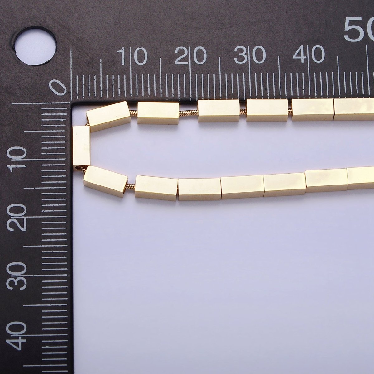 Stainless Steel Omega Rectangular Bead 16 Inch Choker Necklace in Gold & Silver | WA-1637 WA-1638 Clearance Pricing