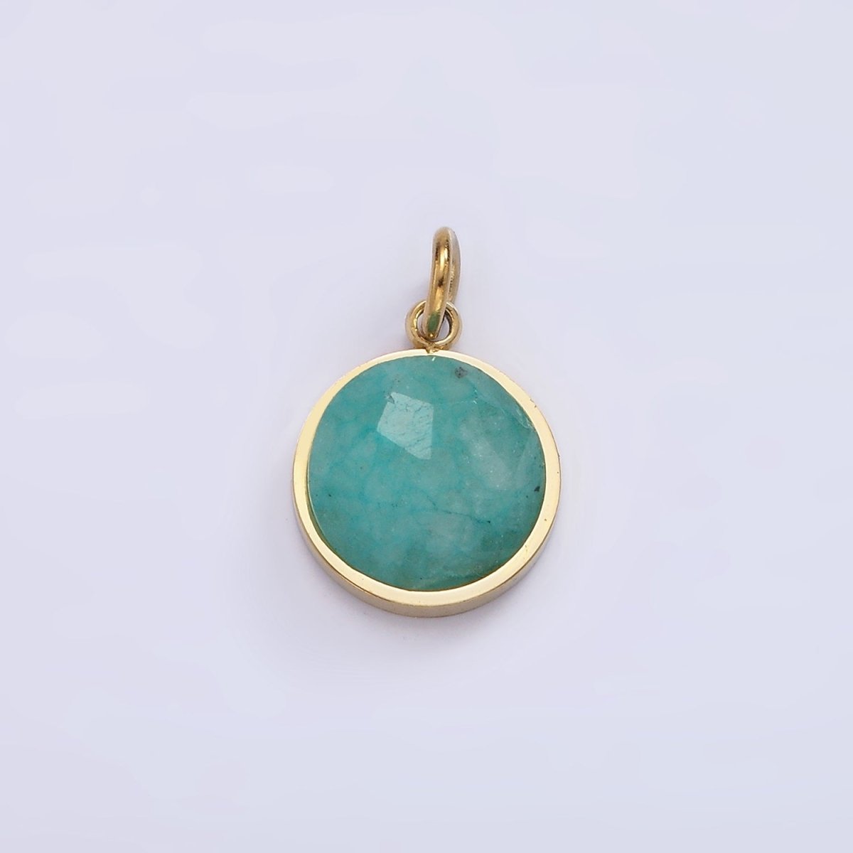 Stainless Steel Onyx, Tiger Eye, Amazonite, Clear Quartz Multifaceted Round Charm in Gold & Silver | P1333 - P1336