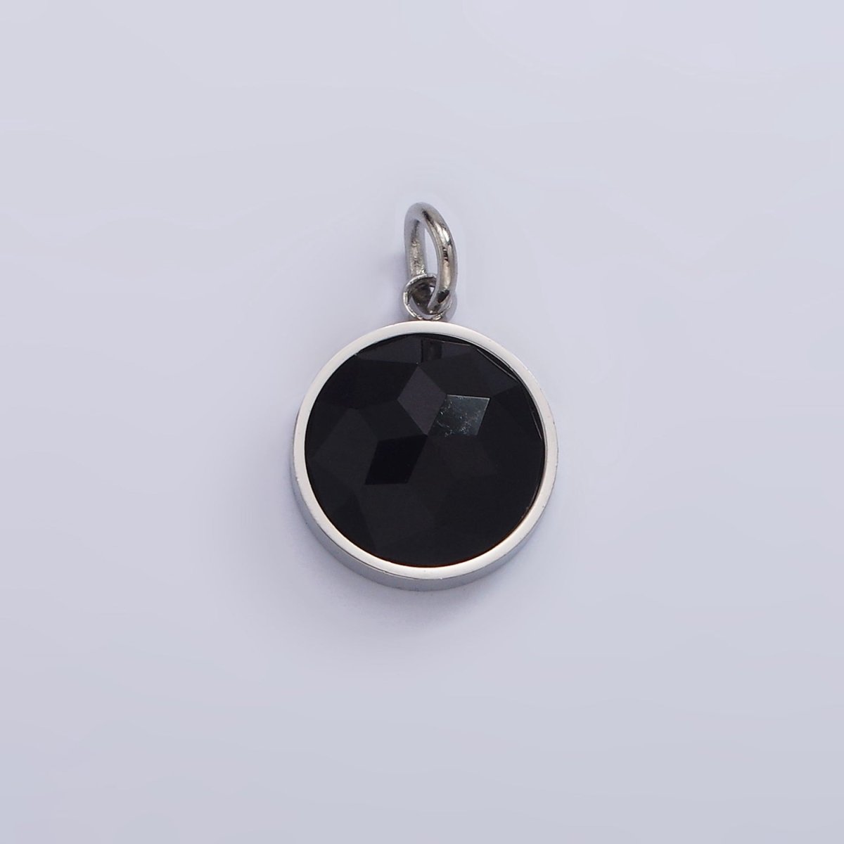Stainless Steel Onyx, Tiger Eye, Amazonite, Clear Quartz Multifaceted Round Charm in Gold & Silver | P1333 - P1336