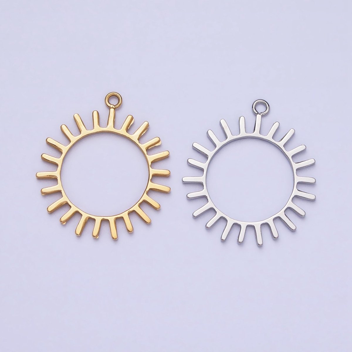 Stainless Steel Open Celestial Sun Geometric Add-On Charm in Gold & Silver | P-897