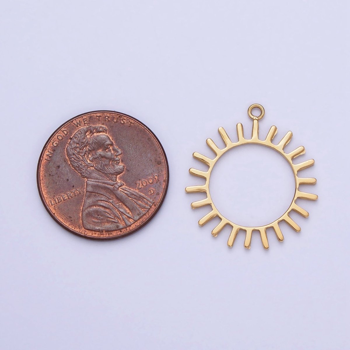Stainless Steel Open Celestial Sun Geometric Add-On Charm in Gold & Silver | P-897
