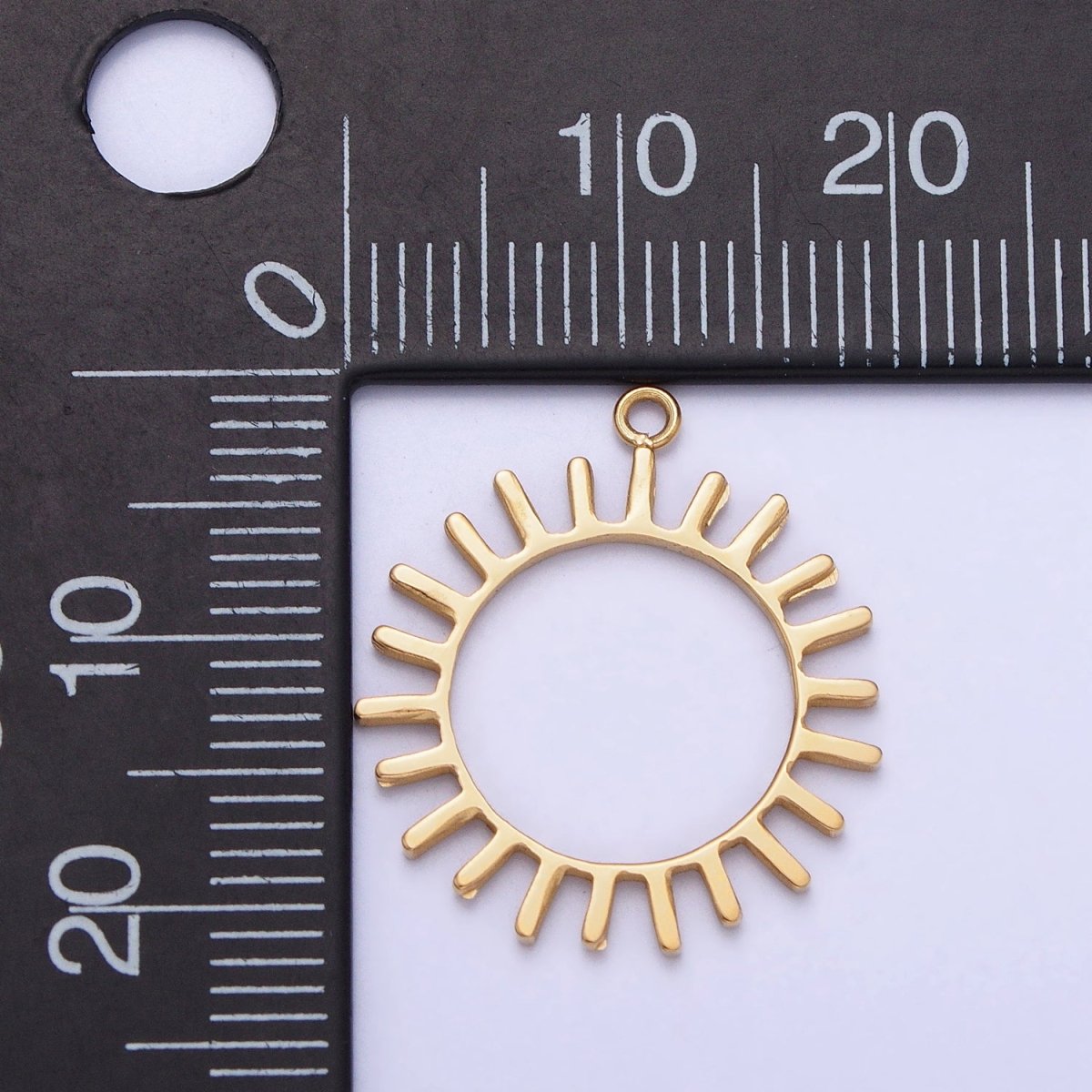 Stainless Steel Open Celestial Sun Geometric Add-On Charm in Gold & Silver | P-897