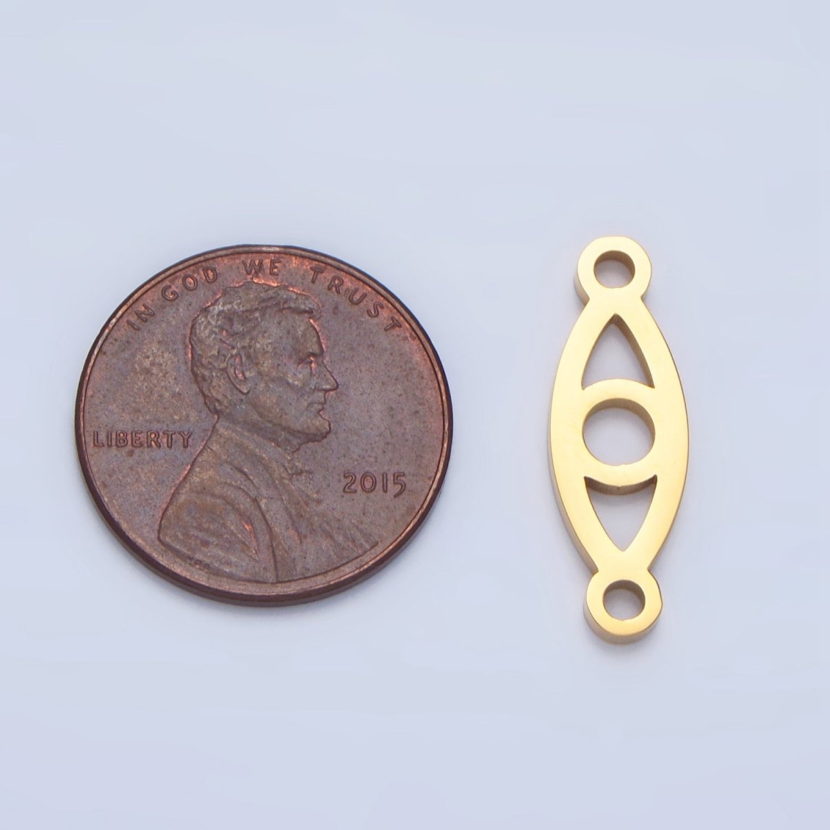Stainless Steel Open Minimalist Evil Eye Connector in Gold & Silver | F273
