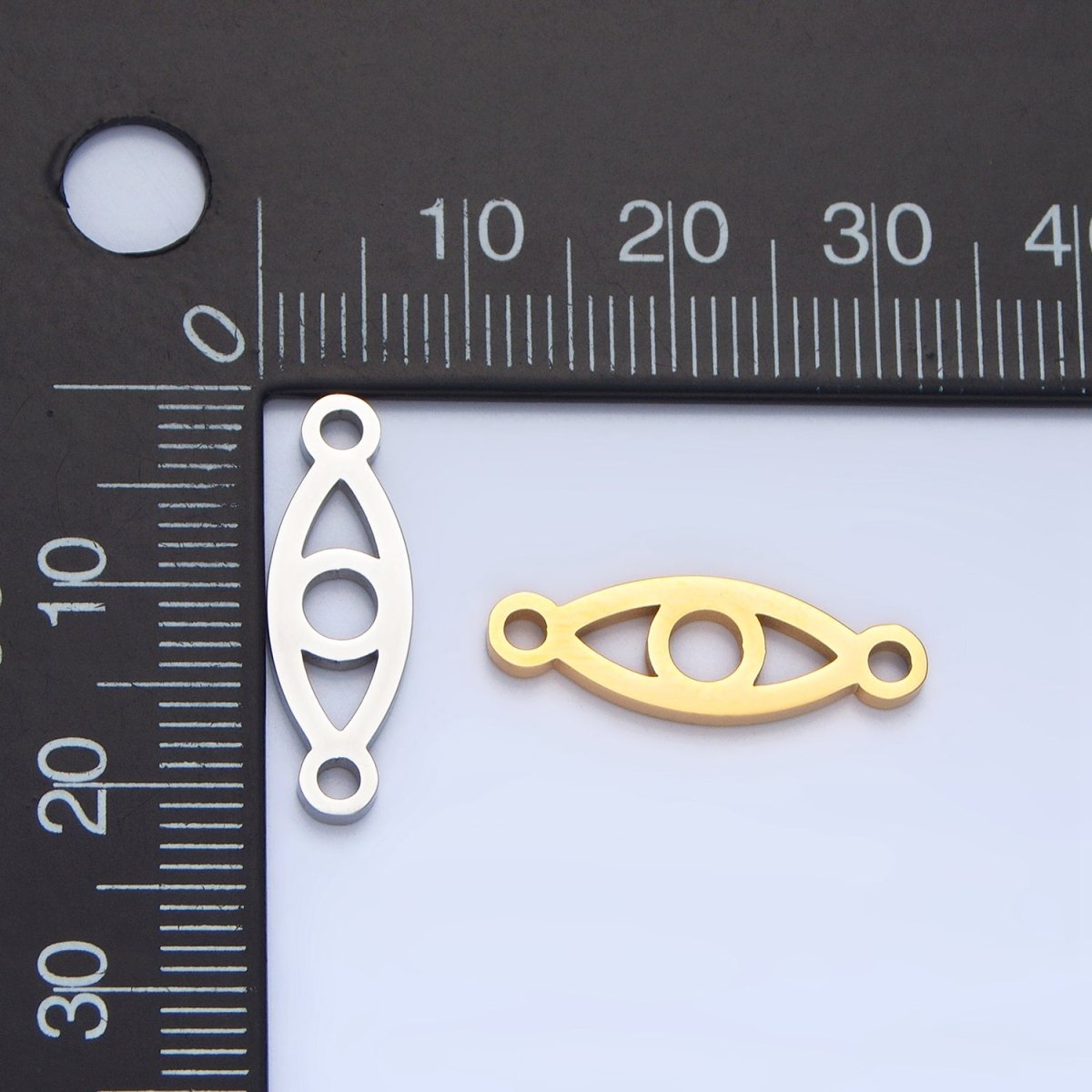 Stainless Steel Open Minimalist Evil Eye Connector in Gold & Silver | F273