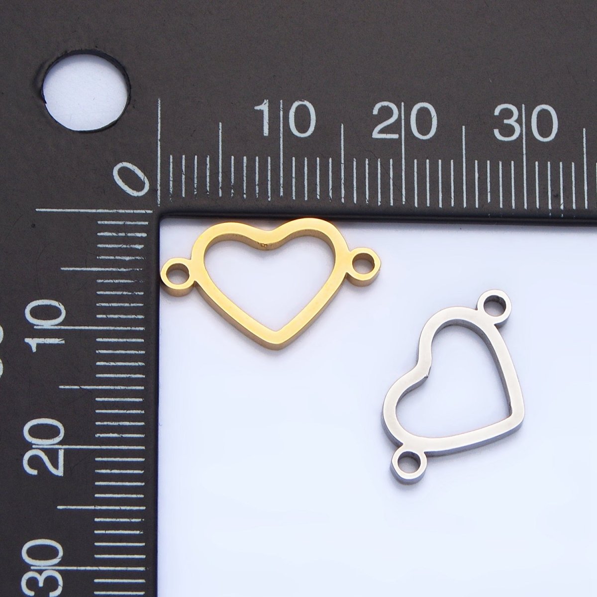 Stainless Steel Open Minimalist Heart Connector in Gold & Silver | F283
