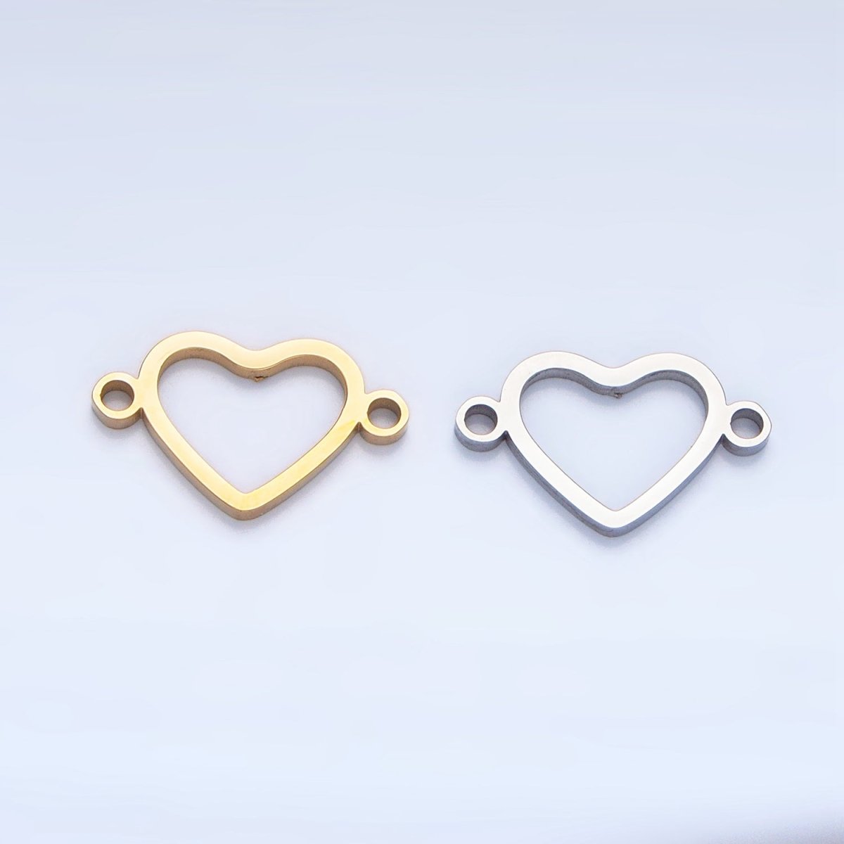 Stainless Steel Open Minimalist Heart Connector in Gold & Silver | F283