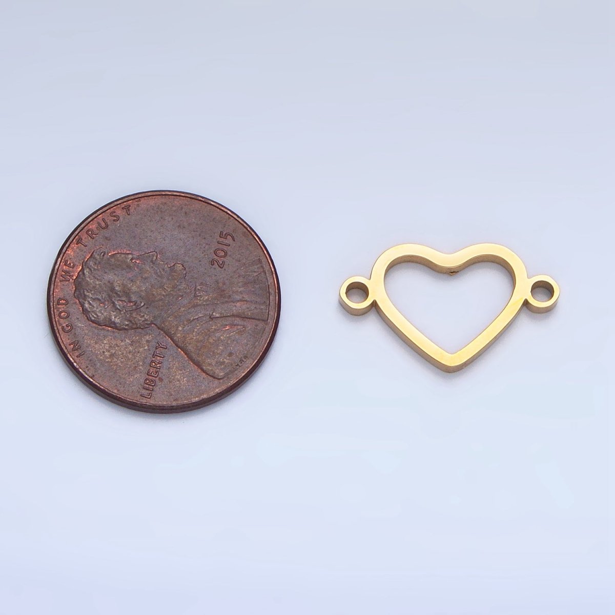 Stainless Steel Open Minimalist Heart Connector in Gold & Silver | F283
