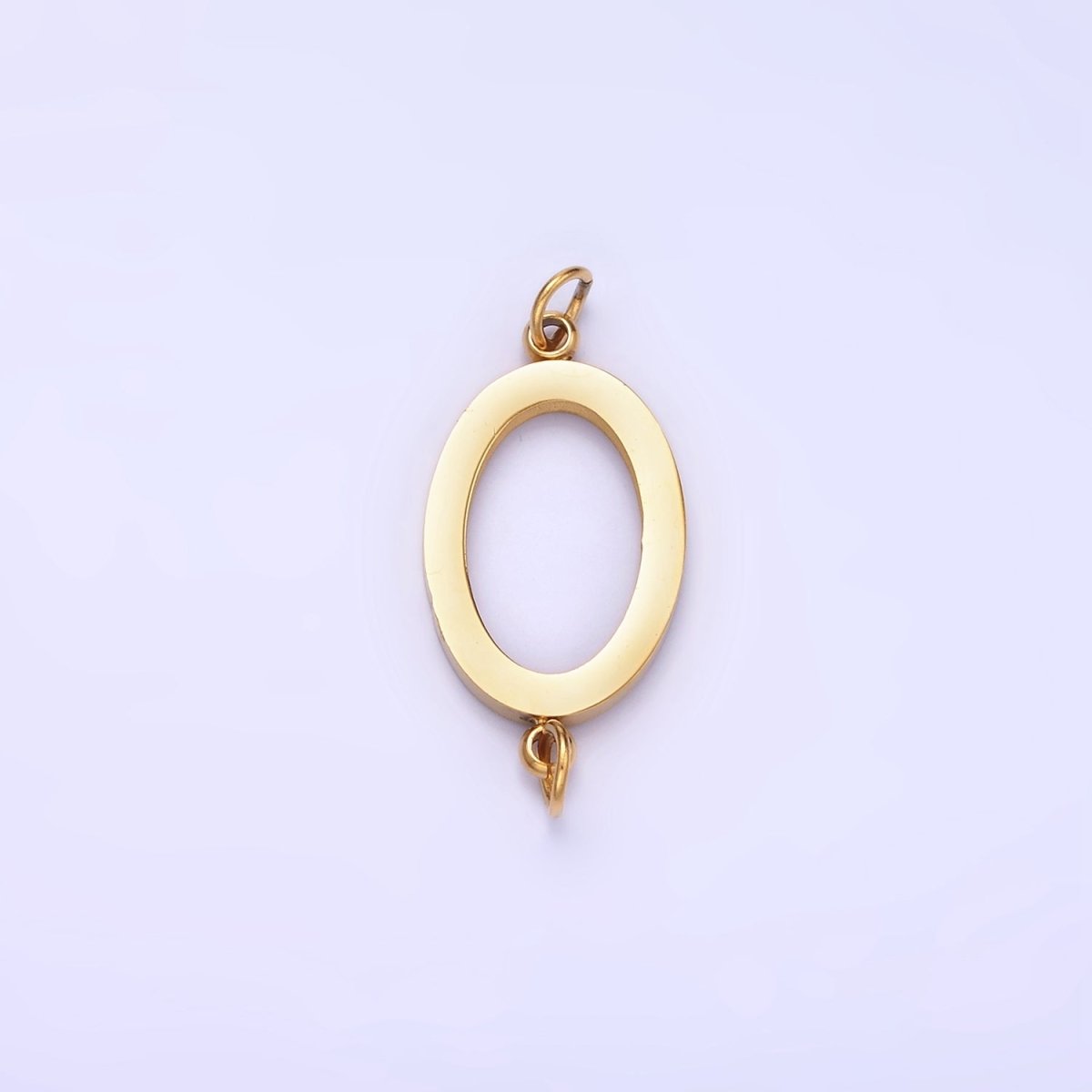 Stainless Steel Open Oval "0" Minimalist Bezel Connector | G359 - DLUXCA