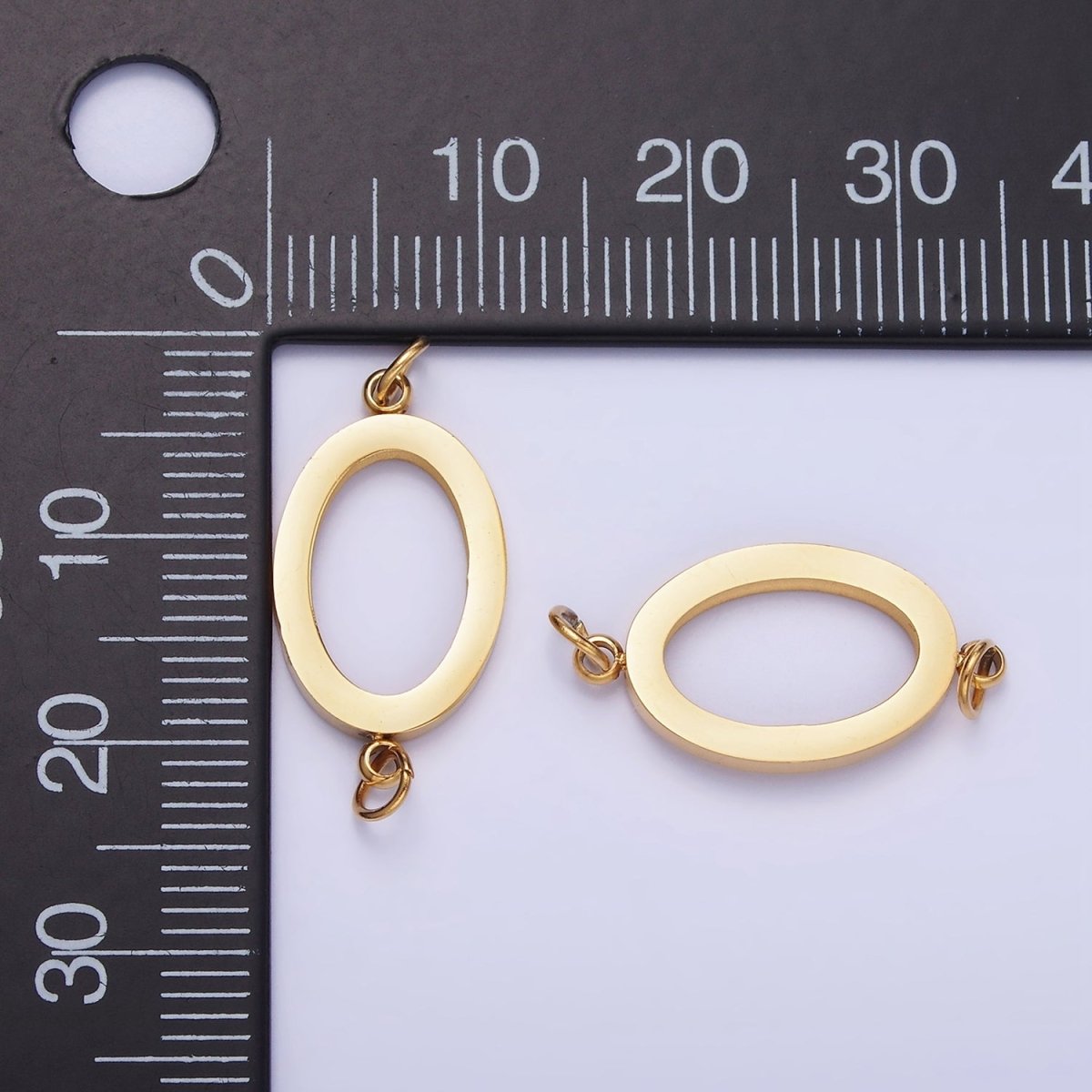 Stainless Steel Open Oval "0" Minimalist Bezel Connector | G359 - DLUXCA