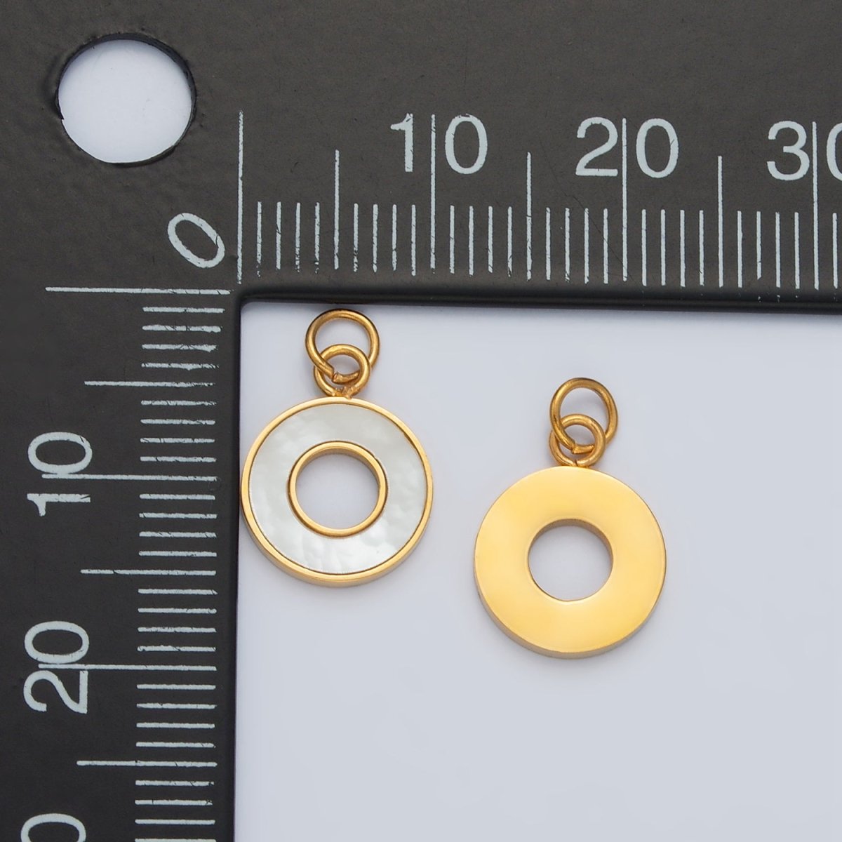 Stainless Steel Open Round Shell Pearl Charm | P1039 - DLUXCA
