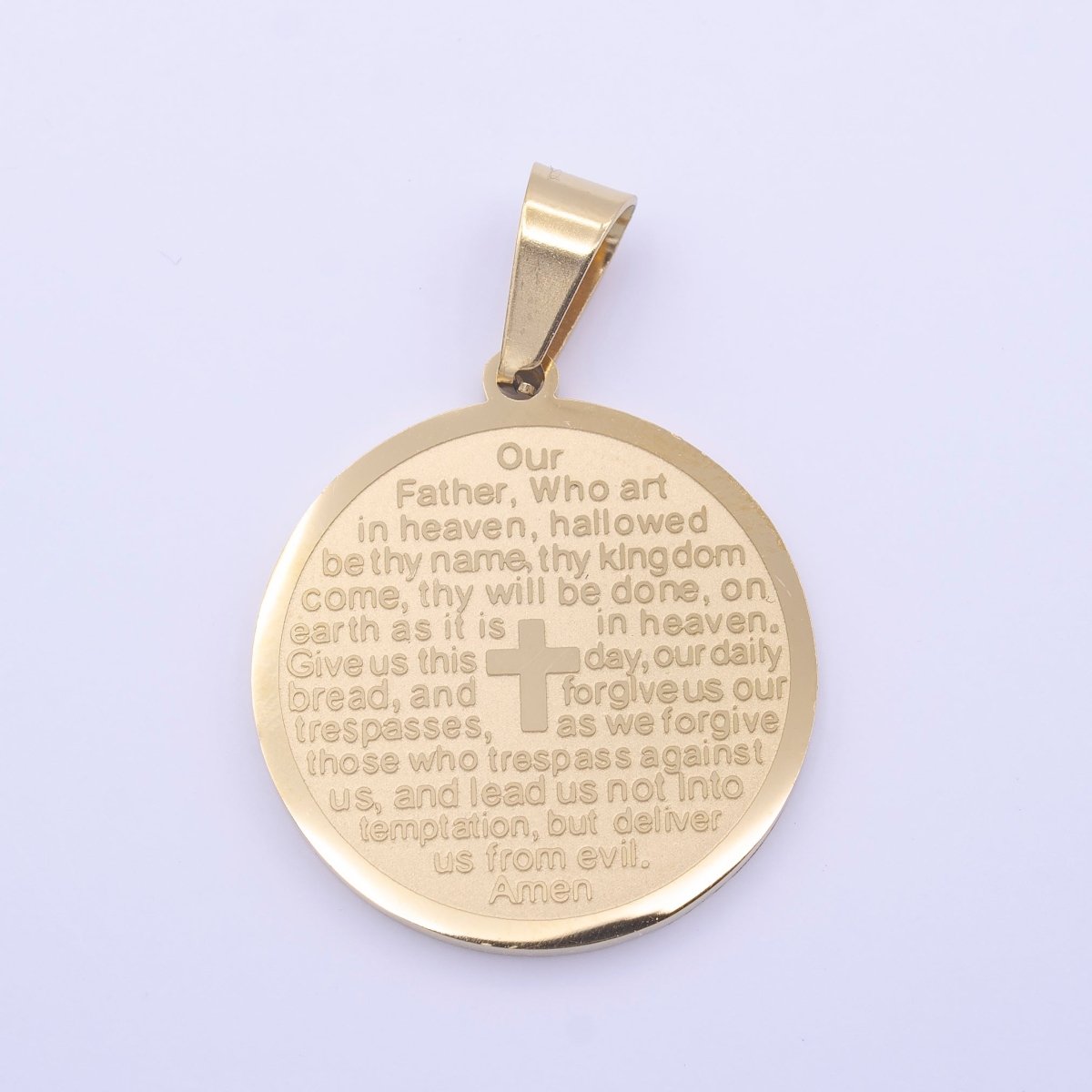 Stainless Steel Our Father Lord's Prayer English Engraved Pendant For Religious Wholesale Jewelry J-792 - DLUXCA