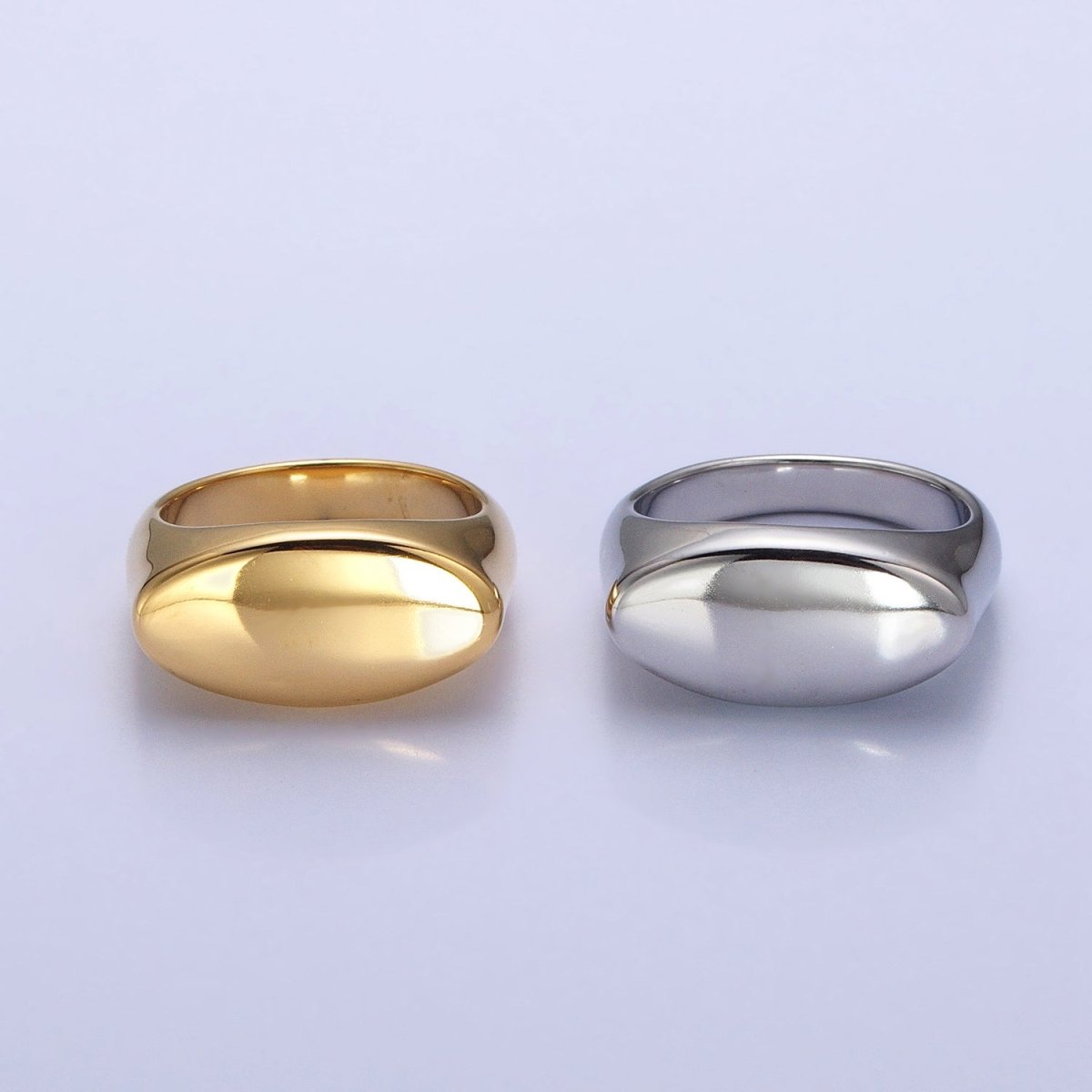 Stainless Steel Oval Chubby Personalized Signet Ring in Gold & Silver | O-1665~O-1672